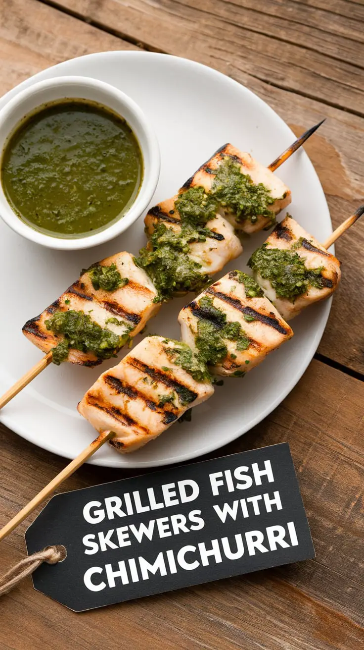 Grilled Fish Skewers with Chimichurri – RecipeIneed