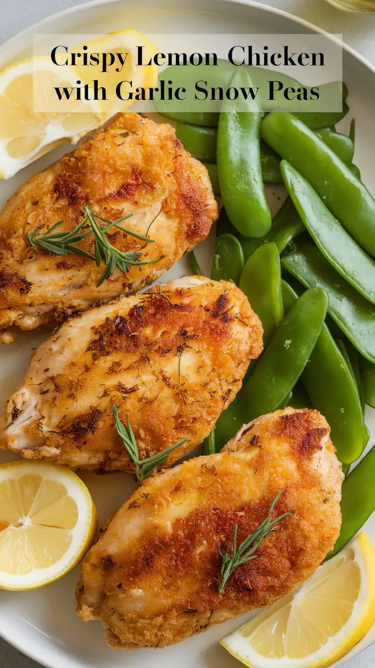 Crispy Lemon Chicken with Garlic Snow Peas – RecipeIneed